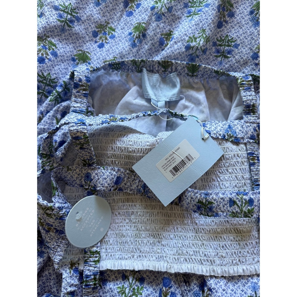 hill house the anita nap dress blue block floral print, women size large - Picture 7 of 9